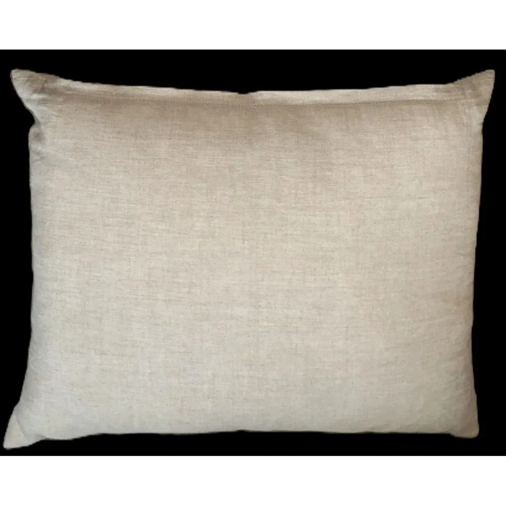 2 Gold Metallic Stump Embroidery Linen Feather Down Show Pillows Diem M. Abram